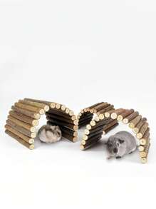 1pc Willow Branch Hamster Chew Toy With Transformable Arch Bridge For Climbing And Fence For Pet, All Seasons Applicable - Brown - View 1