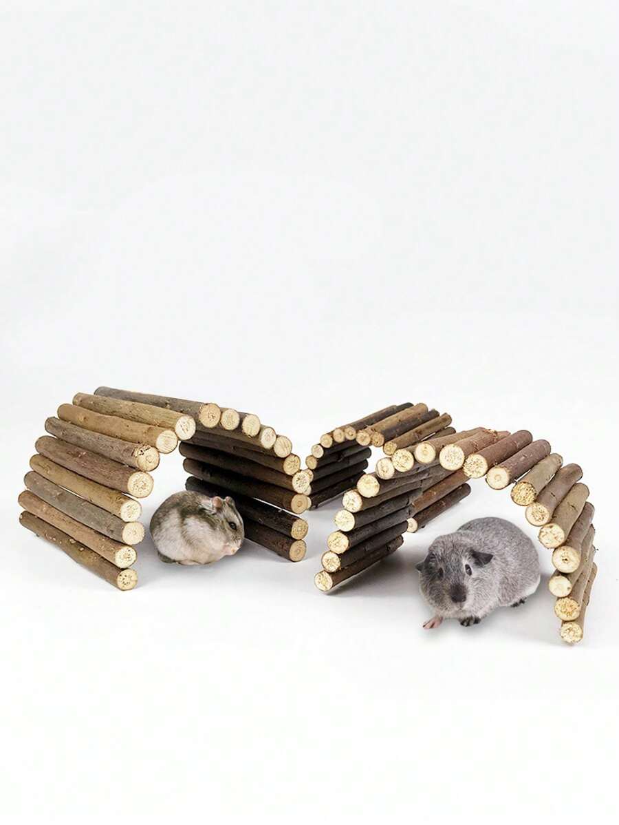 1pc Willow Branch Hamster Chew Toy With Transformable Arch Bridge For Climbing And Fence For Pet, All Seasons Applicable - Brown - View 1