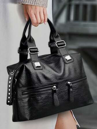 Large Capacity Soft Leather Women's Tote Bag Shoulder Bag Mommy Bag