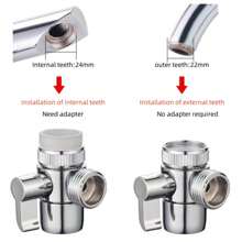 1個鋅合金水龍頭分水器外螺紋閥分流器,配關閉閥用於淋浴龍頭 - 銀色 - 查看 3