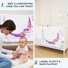 1pc Pink Floral & Moon Patterned Polyester Newborn Baby Swaddle Blanket For Month Photography Baby Shower Family Decorations Gifts Baby Shower Easter Gifts Things For Girls/Boys
