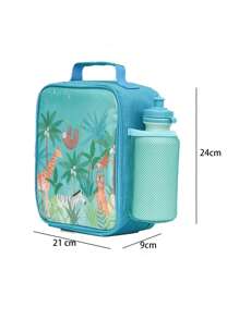 1pc Cartoon Animal Pattern Lunch Bag, Cute Fabric Portable Lunch Bag For Work, Office, School - Cadet Blue - View 6