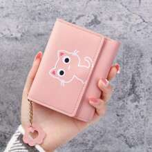New Arrival Cartoon Cat Women's Short Tri-Fold Wallet Pu Leather Coin For Girls For Women Wallet Purse Wallet Small Wallet Cute Wallet