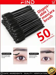50pcs Disposable Eyelash Brush Set Lash Extension Tool, Eyelash Curler Comb Wands For Eyebrow, Findcolor (Directly Sold By Factory) - Black - View 1