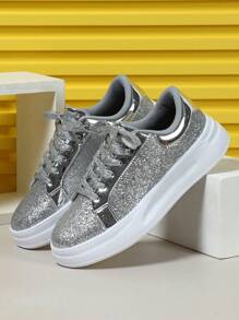 低幫兒童運動鞋男童春秋季鞋女童軟底黑色運動鞋兒童節禮物 - 銀色 - 查看 4