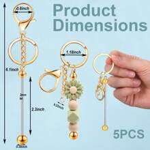2入組金色流行合金珠寶鑲嵌鑰匙扣袋吊墜,適用於diy手工藝品,男女情人節禮物 - 金色 - 查看 3