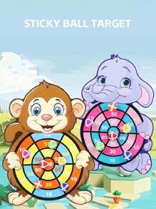 1套/組5入,兒童卡通動物飛鏢靶板內附黏著球,互動教育玩具,家庭娛樂用品,兒童節禮物 - 淡紫色 - 查看 2