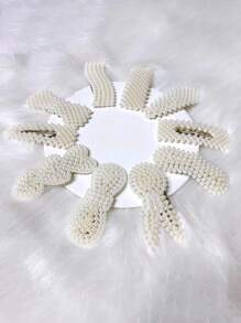 5pcs Women's Hair Clips With Pearl Beads, Random Assorted Styles: Top Clip, Side Clip, Clip, Simple Barrette - White - View 2