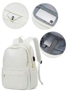 旅行背包隨身背包學生書包大容量尼龍防水,多口袋防盜口袋可容納15.6英寸筆記型電腦,適合旅遊工作男女學生節日購物行李大錢包旅行組織器旅行用品女士包包男士禮物戶外禮品適用於女性 - 米色 - 查看 8