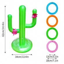 Juguete Inflable Del Juego De Lanzamiento De Aros Con Diseño De Cactus Para La Fiesta De Año Nuevo, Juguete De Festival - Verde - Ver 6