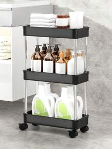 1入行動儲物架手推車,3層化妝品儲物架適用於臥室/廚房/客廳/浴室/洗衣房