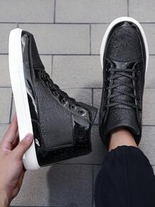 2023新款男式冬鞋,時尚輕便舒適,純色專利皮革休閒和運動鞋