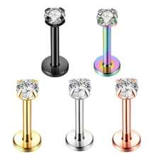 3Pcs 16G Fashion Stainless Steel Labret Piercing Jewelry Crystal CZ Monroe Nose Lip Studs Helix Tragus Conch Cartilage Earrings 6/8/10mm