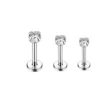 3Pcs 16G Fashion Stainless Steel Labret Piercing Jewelry Crystal CZ Monroe Nose Lip Studs Helix Tragus Conch Cartilage Earrings 6/8/10mm