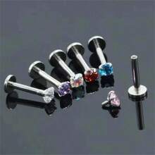 3Pcs 16G Fashion Stainless Steel Labret Piercing Jewelry Crystal CZ Monroe Nose Lip Studs Helix Tragus Conch Cartilage Earrings 6/8/10mm