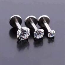 3Pcs 16G Fashion Stainless Steel Labret Piercing Jewelry Crystal CZ Monroe Nose Lip Studs Helix Tragus Conch Cartilage Earrings 6/8/10mm