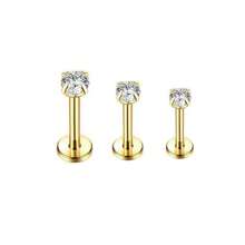 3Pcs 16G Fashion Stainless Steel Labret Piercing Jewelry Crystal CZ Monroe Nose Lip Studs Helix Tragus Conch Cartilage Earrings 6/8/10mm