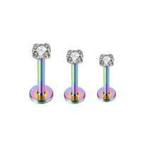 3Pcs 16G Fashion Stainless Steel Labret Piercing Jewelry Crystal CZ Monroe Nose Lip Studs Helix Tragus Conch Cartilage Earrings 6/8/10mm