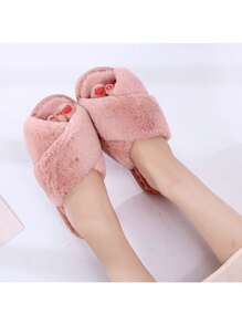 Pantuflas para dama de felpa Diseño cruzado Moda Noble Zapatillas de mujer Puntera abierta Zapatillas Zapatillas Caliente Zapatillas Invierno Interior Exterior Confort Zapatos - Rosa - Ver 6