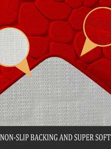 1pc/3pcs Red Stone Embossed Embossed High Resilience Absorbent Non-Slip Bath Mat Single And 3-Piece Sets, Bathroom Floor Rug Home Bathroom Decor Floor Carpet Outdoor Rug Door Mat Fall Decor Bathroom Accessories Back To School Entryway Decor