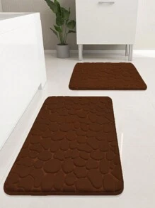 1pc/3pcs Coffee Brown Stone Embossed High Rebound Absorbent Non-Slip Bath Mat Single Set And 3-Piece Set, Bathroom Decorative Floor Mat Bath Rug Floor Carpet Outdoor Rug Door Mat Fall Decor Bathroom Accessories Back To School Entryway Decor - Coffee Brown - View 4