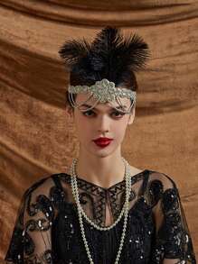 妖精頭箍1920年代頭飾咆哮的20年代鑽石羽毛大亨時期頭飾髮飾