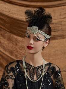 妖精頭箍1920年代頭飾咆哮的20年代鑽石羽毛大亨時期頭飾髮飾