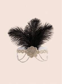 妖精頭箍1920年代頭飾咆哮的20年代鑽石羽毛大亨時期頭飾髮飾