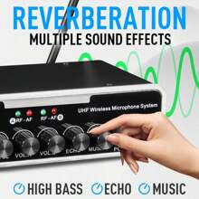 X6無線麥克風,具有光纖、同軸和3.5mm接口,可用於家庭、電視和ktv - 黑色 - 查看 2