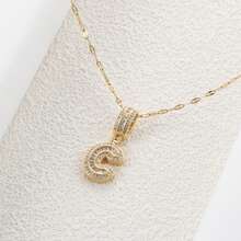 奢華 18k 金鍍銅全鋯石鑲嵌 26 字母吊墜項鍊男女,適合珠寶禮品