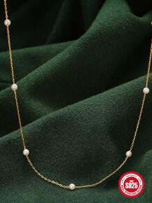 1 Pieza Collar De Colgante Floral Todo A Juego De Estilo Sencillo Y De Moda En Plata De Ley S925 Incrustado Para Uso Diario Por Mujeres