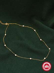 1 Pieza Collar De Colgante Floral Todo A Juego De Estilo Sencillo Y De Moda En Plata De Ley S925 Incrustado Para Uso Diario Por Mujeres