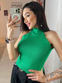 Women Knit Tops - màu xanh lá - Xem 1