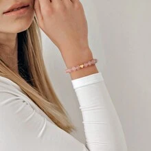 1件女士治療手環，焦慮寶石珠寶治療石粉晶手鍊，減壓瑜珈手珠，七輪手鍊，女性禮物