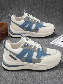 Nam Giày thể thao Chunky , Hàn Quốc Phong cách Giày thể thao , Tất cả các mùa Thoáng khí Linh hoạt Lưới Giày Chạy bộ , Xanh - Màu xanh lam - Xem 4