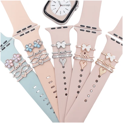 4pcs Universal Silicone Watch Band Decoration Ring, Decoration Studs, Suitable For Apple Watch