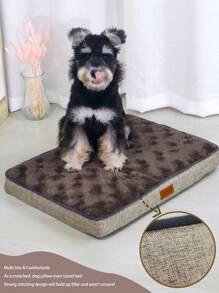 1PC Memory Foam Pet Bed With Removable Washable Faux Rabbit Fur Cover Orthopedic Waterproof Dog Bed For Crate Anti-Slip Bottom For Large, Jumbo, Medium, Small Dogs Cats Breeds - Khaki - View 6