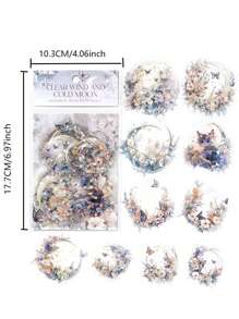 1pack/20 Sheets Moon, Cat, Flower Collage Pet Stickers Set For Planner, Diary, Scrapbook Material, Album, Magazine, Designer - Multicolor - View 3