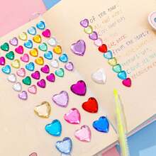 Colorful Rhinestone Heart Stickers For Diy Scrapbooking And Kindergarten 3d Crystal Gemstone Adhesive Decoration - Multicolor - View 1