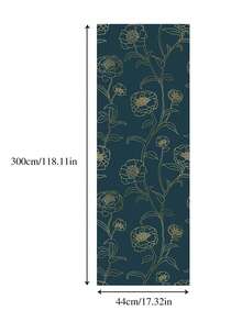 1片118.11*17.32英寸現代綠色自黏臥室壁紙,pvc家居裝飾壁紙卷,玫瑰花剝離式壁紙適用於客廳奢華裝飾 - 綠色 - 查看 2