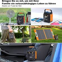 FF FlashFish 200W Portable Power Station 48000mAh Solar Generator Backup Power Battery With 18V/60W Foldable Solar Panel, Portable Solar Charger With DC Output - 黑色 - 查看 6