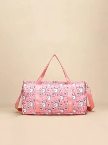 卡通彩虹糖餅干獨角獸休閒旅行包大容量瑜伽游泳健身袋,乾濕分離訓練運動手提袋,可放於手推行李箱中 - 粉色 - 查看 1