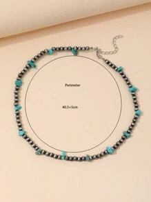 1 Pièce Collier En Perles Turquoises Et Perles De Culture Navajos Faux New Vintage Style Cow-boy , Adapté Pour Une Porter Quotidien Des Femmes