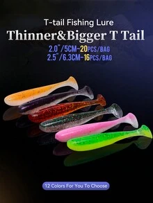 KINGDOM Mồi câu cá Mềm mại Mồi T Cái đuôi PVC Hạ xuống 50mm 1.6g - Màu xanh lam - Xem 2