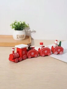 1 件木製聖誕火車裝飾,適用於窗戶和桌面展示,節日禮物 - 紅色 - 查看 3