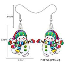 1 對可愛亞克力聖誕帽雪人耳環彩色圍巾吊飾女士兒童女孩生日派對禮物 - 綠色 - 查看 5