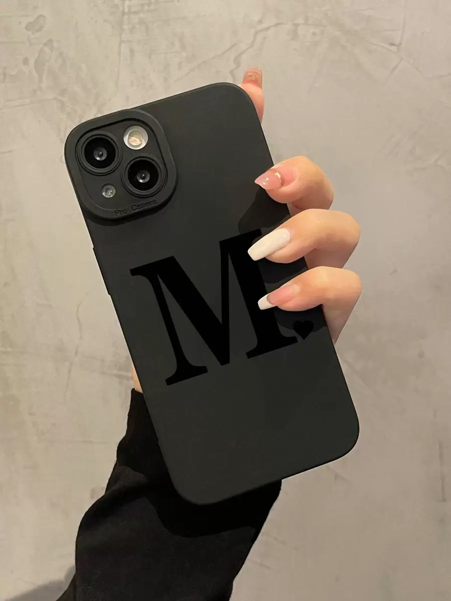 1 chiếc ốp lưng điện thoại silicon chống sốc hình trái tim, chữ cái và mắt thiên thần đơn giản, tương thích với iPhone và , phiên bản quốc tế, không phải phiên bản nội địa. - Nhiều màu - Xem 1