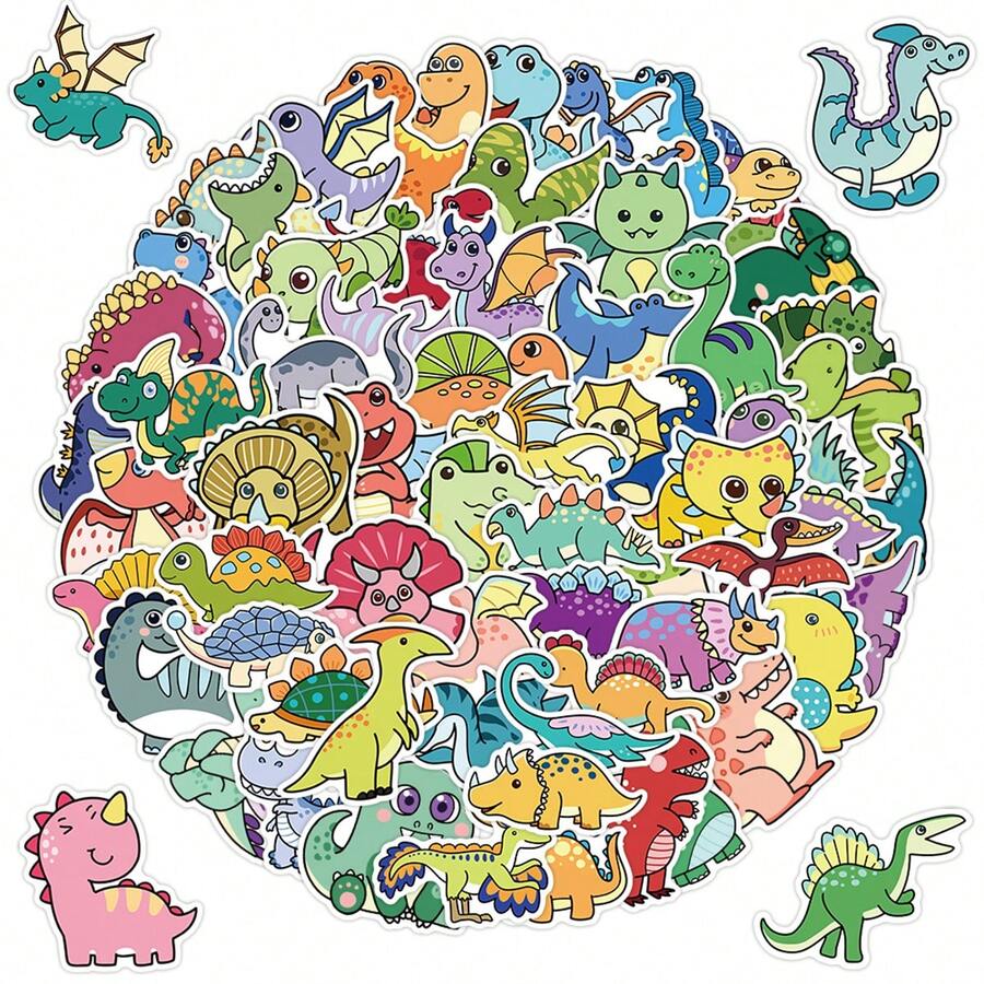xiqixin 100 Sheets Dinosaur Stickers - Multicolor - View 1