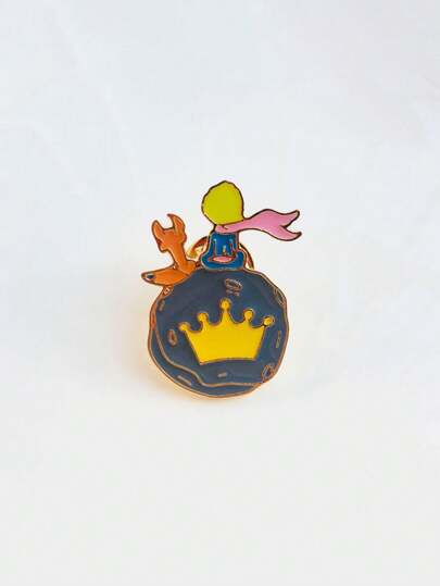 1pc Cute Brooch Crown, Planet & Cartoon Fox Shaped Metal Badge