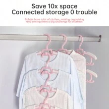 1入5件藍色北歐風格防滑、多功能、創意兒童衣架,可伸縮、家用塑料晾衣夾、加厚,適用於晾衣服 - 藍色 - 查看 5